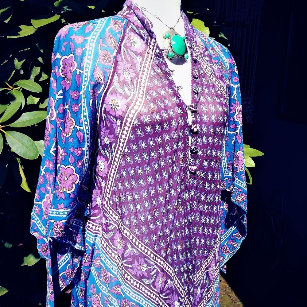 70s vintage Indian batik cotton voile ADINI dress